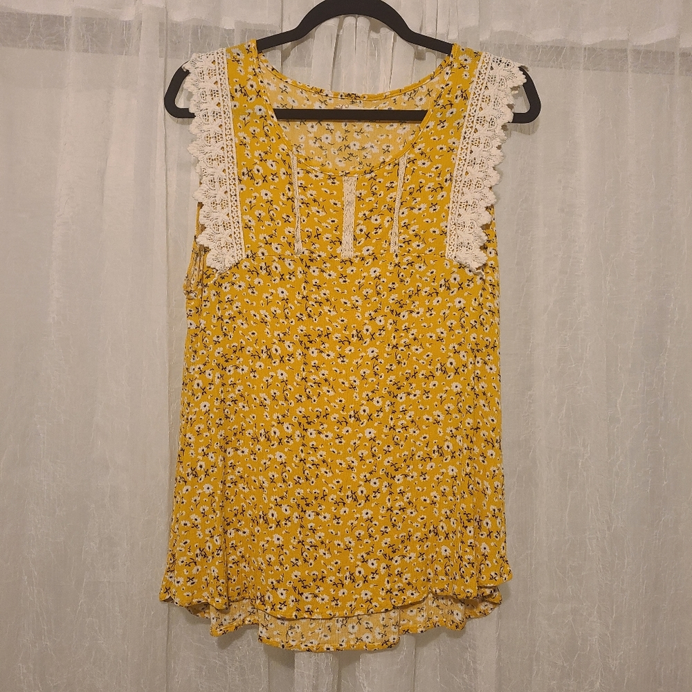 Southern Stitch Sleeveless yellow top